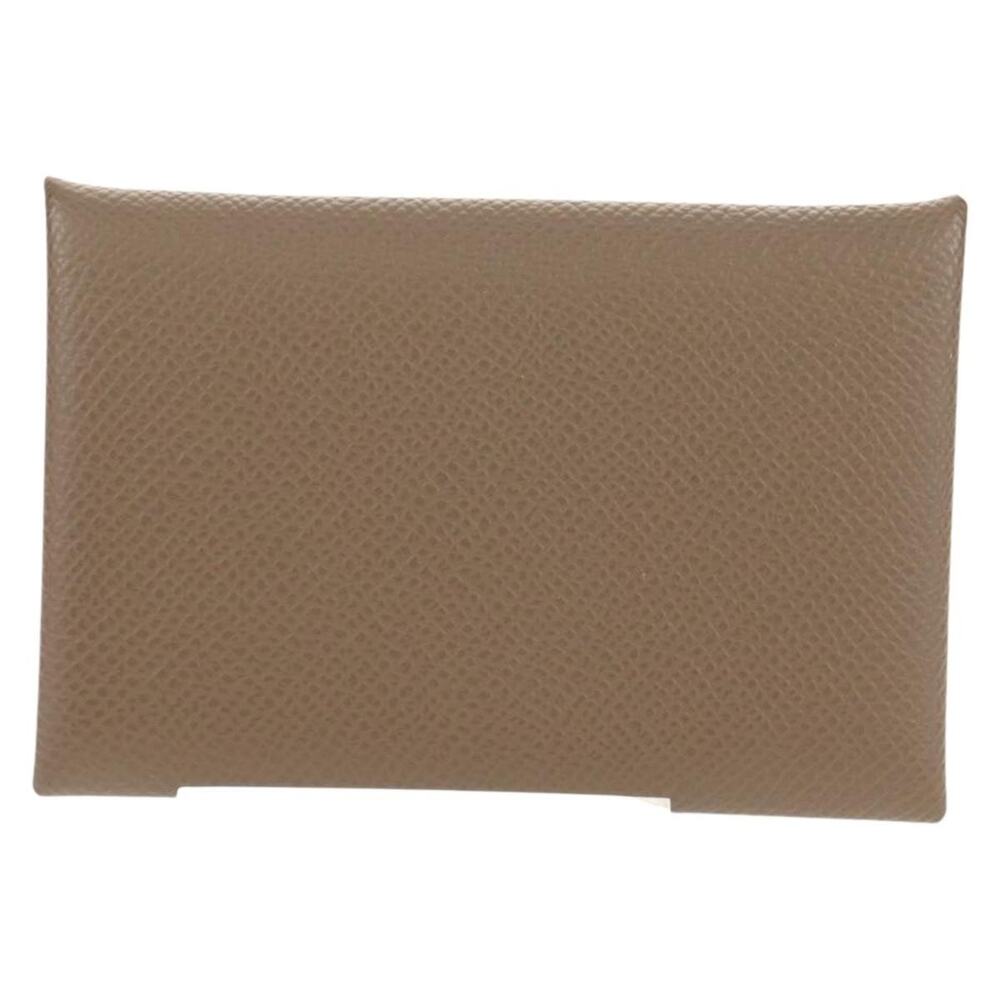 Hermes Leather Calvi Coin Purse Beige